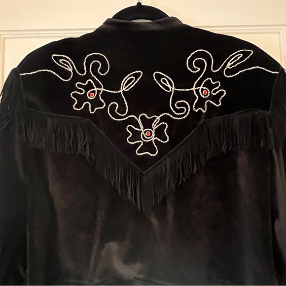Vintage Western Velvet Jacket with Fringe - Picture 10 of 12